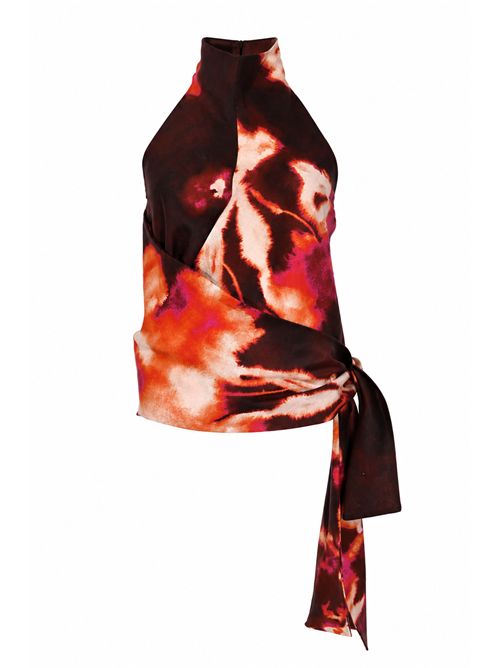 Top Blanca in lino stampato Liviana Conti | L6SL64D-FLW